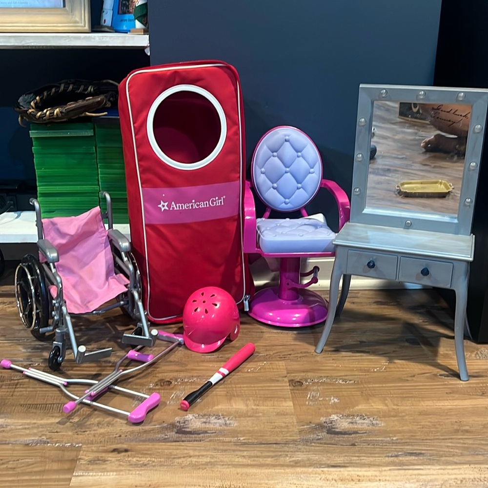 American Girl Doll carry bag and toys